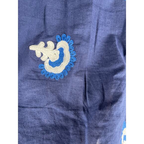 Oliphant Embroidered 3/4 Sleeve Cotton Blouse Tassel Scoop Neck Top Size Medium‎ - Picture 7 of 9